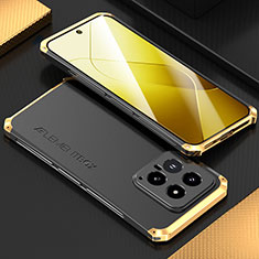 Custodia Lusso Alluminio Cover 360 Gradi per Xiaomi Mi 14 5G Oro e Nero