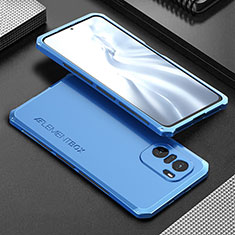 Custodia Lusso Alluminio Cover 360 Gradi per Xiaomi Poco F3 5G Blu