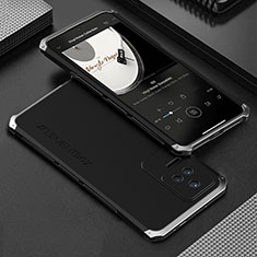 Custodia Lusso Alluminio Cover 360 Gradi per Xiaomi Poco F4 5G Argento e Nero