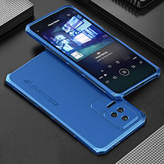 Custodia Lusso Alluminio Cover 360 Gradi per Xiaomi Poco F4 5G Blu