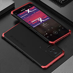 Custodia Lusso Alluminio Cover 360 Gradi per Xiaomi Poco F4 5G Rosso e Nero