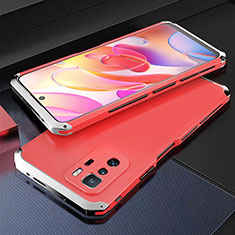 Custodia Lusso Alluminio Cover 360 Gradi per Xiaomi Poco X3 GT 5G Argento e Rosso