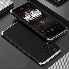 Custodia Lusso Alluminio Cover 360 Gradi per Xiaomi Poco X4 NFC Argento e Nero