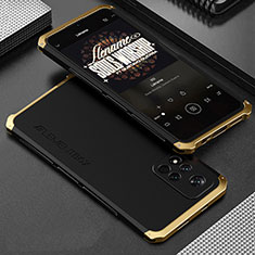 Custodia Lusso Alluminio Cover 360 Gradi per Xiaomi Poco X4 NFC Oro e Nero