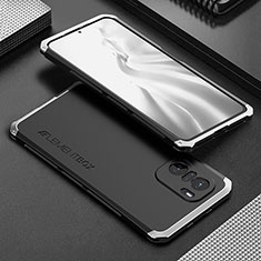 Custodia Lusso Alluminio Cover 360 Gradi per Xiaomi Redmi K40 5G Argento e Nero