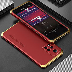 Custodia Lusso Alluminio Cover 360 Gradi per Xiaomi Redmi Note 11 Pro+ Plus 5G Oro e Rosso
