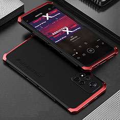 Custodia Lusso Alluminio Cover 360 Gradi per Xiaomi Redmi Note 11 Pro+ Plus 5G Rosso e Nero