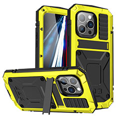 Custodia Lusso Alluminio Cover 360 Gradi RJ1 per Apple iPhone 13 Pro Giallo