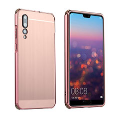 Custodia Lusso Alluminio Cover A01 per Huawei P20 Pro Oro Rosa