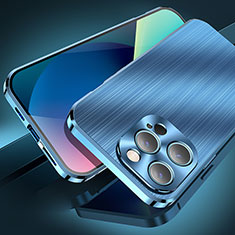 Custodia Lusso Alluminio Cover M06 per Apple iPhone 13 Pro Max Blu