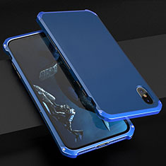 Custodia Lusso Alluminio Cover per Apple iPhone Xs Max Blu