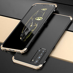 Custodia Lusso Alluminio Cover per Oppo F15 Oro e Nero