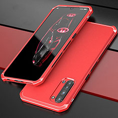 Custodia Lusso Alluminio Cover per Oppo F15 Rosso