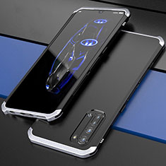 Custodia Lusso Alluminio Cover per Oppo Reno3 Argento e Nero