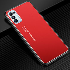 Custodia Lusso Alluminio Cover per Oppo Reno5 Pro 5G Rosso