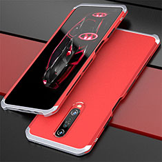 Custodia Lusso Alluminio Cover per Xiaomi Redmi K30 5G Argento e Rosso