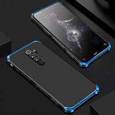 Custodia Lusso Alluminio Cover per Xiaomi Redmi Note 8 Pro Blu e Nero