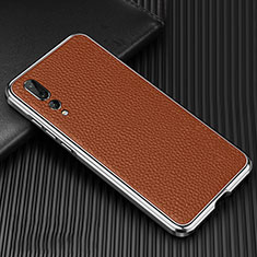 Custodia Lusso Alluminio Cover T01 per Huawei P20 Pro Marrone