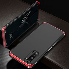 Custodia Lusso Alluminio Cover T01 per Oppo F15 Rosso e Nero