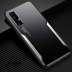 Custodia Lusso Alluminio Cover T01 per Oppo Find X2 Neo Argento