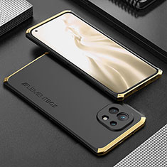 Custodia Lusso Alluminio Cover T01 per Xiaomi Mi 11 Lite 5G Oro e Nero