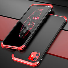 Custodia Lusso Alluminio Cover T02 per Apple iPhone 11 Rosso e Nero