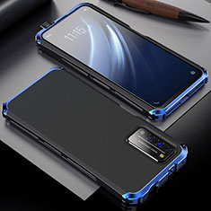 Custodia Lusso Alluminio Cover T02 per Huawei Honor X10 5G Blu e Nero