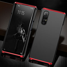 Custodia Lusso Alluminio Cover T02 per Oppo Find X2 Neo Rosso e Nero