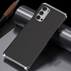 Custodia Lusso Alluminio Cover T02 per Oppo Reno4 Pro 5G Argento e Nero