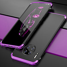 Custodia Lusso Alluminio Cover T03 per Huawei Mate 30 5G Viola e Nero