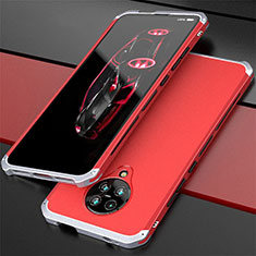 Custodia Lusso Alluminio Cover T03 per Xiaomi Poco F2 Pro Argento e Rosso