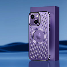Custodia Lusso Alluminio e Silicone Laterale Cover con Mag-Safe Magnetic AC1 per Apple iPhone 14 Plus Viola