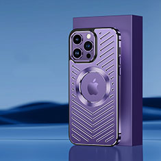 Custodia Lusso Alluminio e Silicone Laterale Cover con Mag-Safe Magnetic AC1 per Apple iPhone 15 Pro Viola