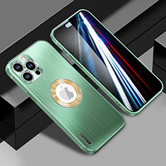 Custodia Lusso Alluminio e Silicone Laterale Cover con Mag-Safe Magnetic JL1 per Apple iPhone 15 Pro Max Verde