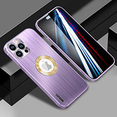 Custodia Lusso Alluminio e Silicone Laterale Cover con Mag-Safe Magnetic JL1 per Apple iPhone 15 Pro Viola