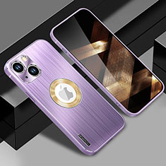 Custodia Lusso Alluminio e Silicone Laterale Cover con Mag-Safe Magnetic JL1 per Apple iPhone 15 Viola