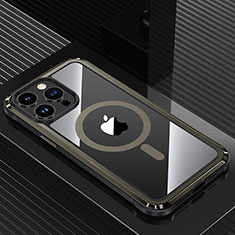 Custodia Lusso Alluminio e Silicone Laterale Cover con Mag-Safe Magnetic QC1 per Apple iPhone 13 Pro Max Nero