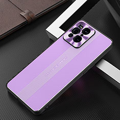 Custodia Lusso Alluminio e Silicone Laterale Cover J01 per Oppo Find X3 Pro 5G Viola