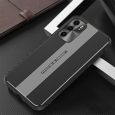 Custodia Lusso Alluminio e Silicone Laterale Cover J02 per Oppo Reno6 Pro 5G India Nero