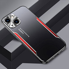 Custodia Lusso Alluminio e Silicone Laterale Cover JL3 per Apple iPhone 13 Rosso