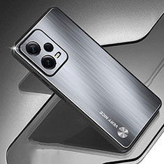 Custodia Lusso Alluminio e Silicone Laterale Cover JS1 per Xiaomi Poco X5 5G Argento