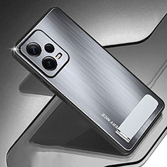 Custodia Lusso Alluminio e Silicone Laterale Cover JS2 per Xiaomi Poco X5 5G Argento