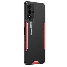 Custodia Lusso Alluminio e Silicone Laterale Cover PB1 per Oppo A93s 5G Rosso