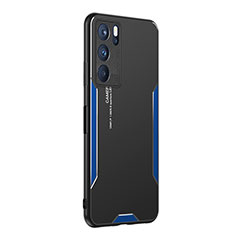 Custodia Lusso Alluminio e Silicone Laterale Cover PB1 per Oppo Reno6 Pro 5G India Blu