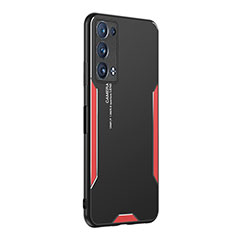 Custodia Lusso Alluminio e Silicone Laterale Cover PB1 per Oppo Reno6 Pro+ Plus 5G Rosso