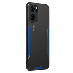 Custodia Lusso Alluminio e Silicone Laterale Cover PB1 per Oppo Reno7 5G Blu