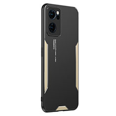 Custodia Lusso Alluminio e Silicone Laterale Cover PB1 per Oppo Reno7 5G Oro