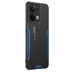 Custodia Lusso Alluminio e Silicone Laterale Cover PB1 per Oppo Reno9 5G Blu