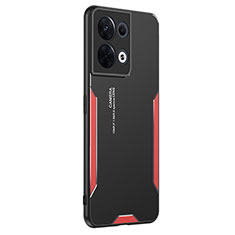 Custodia Lusso Alluminio e Silicone Laterale Cover PB1 per Oppo Reno9 Pro 5G Rosso