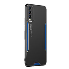 Custodia Lusso Alluminio e Silicone Laterale Cover PB1 per Vivo Y12s (2021) Blu